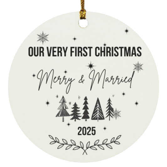 Our First Christmas Merry & Married Ornament-SUBORNC Circle Ornament