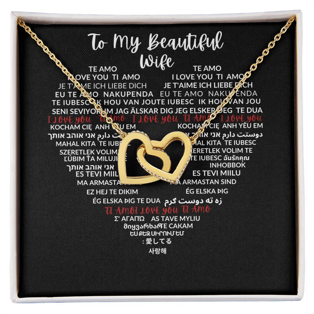 To My Beautiful Wife - Interlocking Hearts Necklace