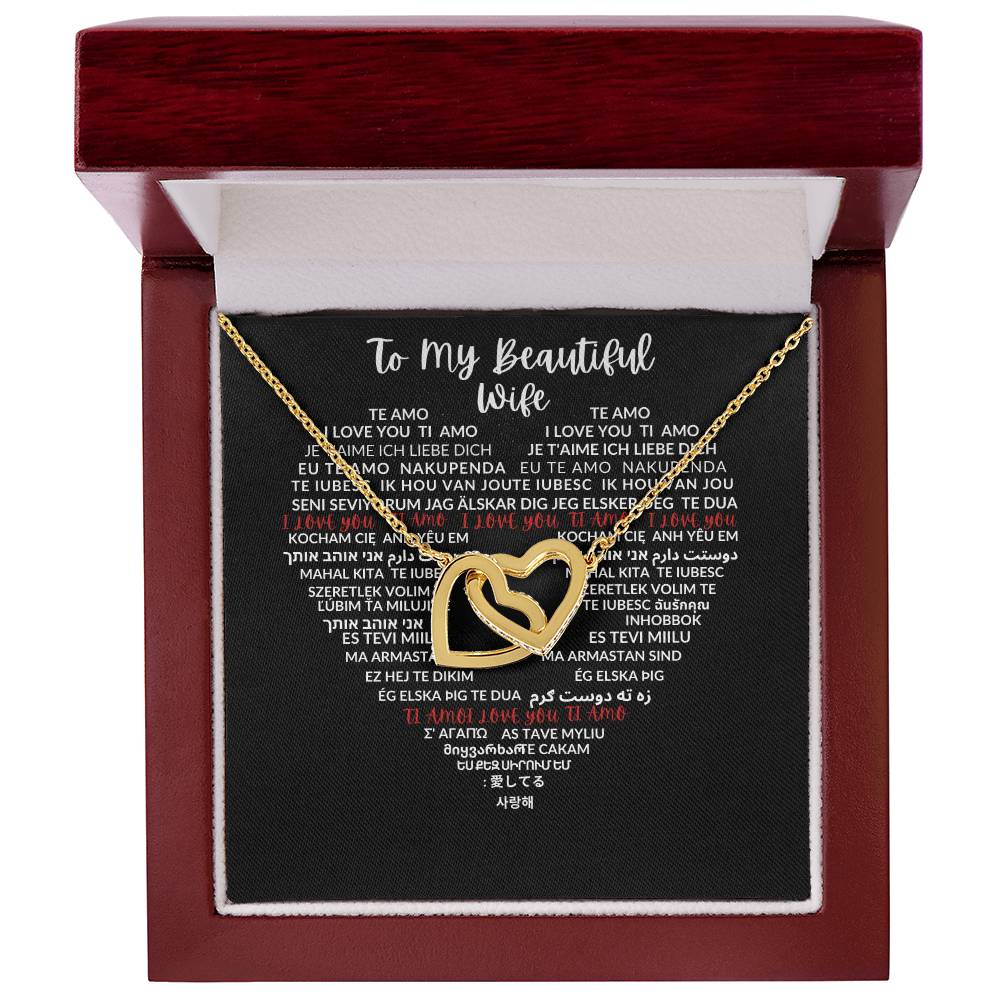 To My Beautiful Wife - Interlocking Hearts Necklace