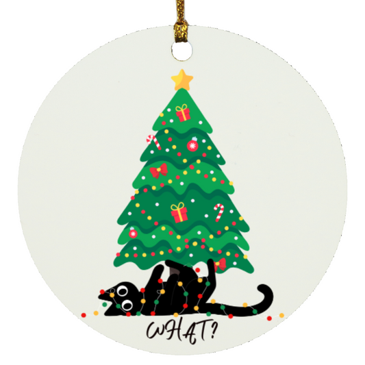 Black cat ornament, Meowy Christmas Ornament, Meow Catmas,SUBORNC Circle Ornament